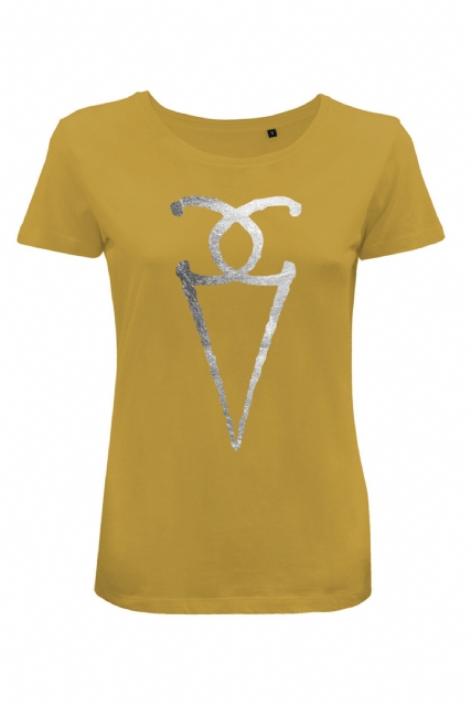 T-shirt donna senape Logo Argento + cartolina e pins - 1